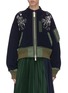 Main View - Click To Enlarge - SACAI - Spangle embellished colourblock patchwork bomber jacket