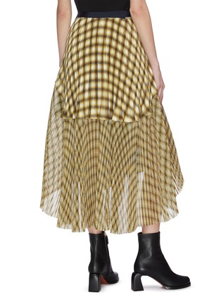 Back View - Click To Enlarge - SACAI - Wrap-around pleated panelled flannel midi skirt