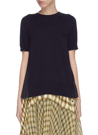 Main View - Click To Enlarge - SACAI - 'Jungle' graphic print pleated paneled T-shirt