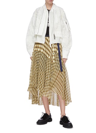 Figure View - Click To Enlarge - SACAI - Double lace crop bomber jacket