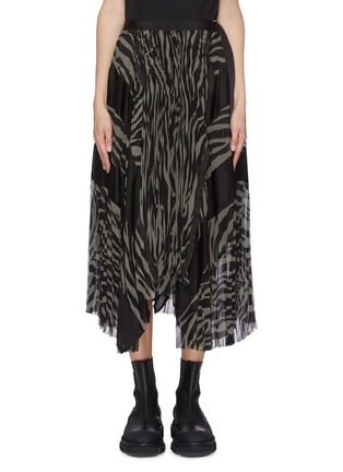 Main View - Click To Enlarge - SACAI - Zebra print pleated long skirt