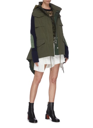 Figure View - Click To Enlarge - SACAI - Contrast belt loop pleated denim shorts