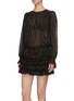 Front View - Click To Enlarge - SAINT LAURENT - Dotted Ruffle Hem Dress