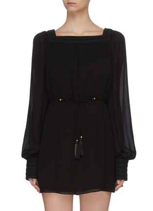 Main View - Click To Enlarge - SAINT LAURENT - Embroidered Square Neck  Dress