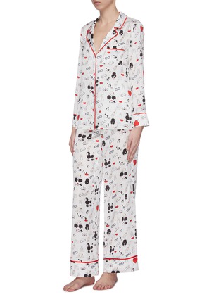 Figure View - Click To Enlarge - ALICE & OLIVIA - 'Meera' Stace Face print contrast piping pajama pants
