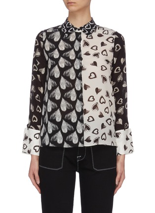 Main View - Click To Enlarge - ALICE & OLIVIA - x FriendsWithYou 'Willa' heart print contrast panel shirt