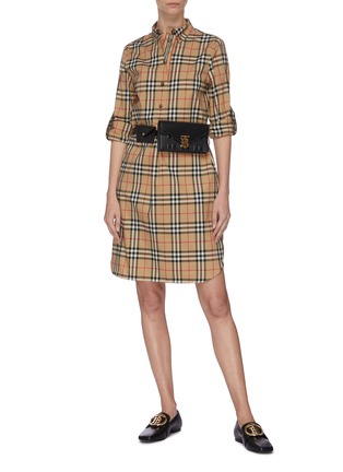 Figure View - Click To Enlarge - BURBERRY - Archive check shirt dress