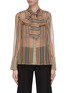 Main View - Click To Enlarge - BURBERRY - Sheer archive stripe neck tie silk blouse