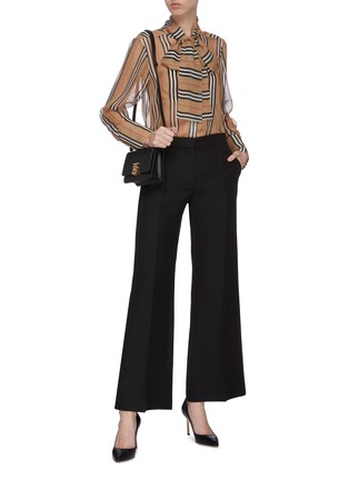 Figure View - Click To Enlarge - BURBERRY - Sheer archive stripe neck tie silk blouse
