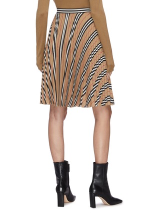 Back View - Click To Enlarge - BURBERRY - Archive stripe pleated midi skirt