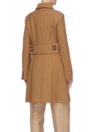 Back View - Click To Enlarge - BURBERRY - Leather patch wool coat