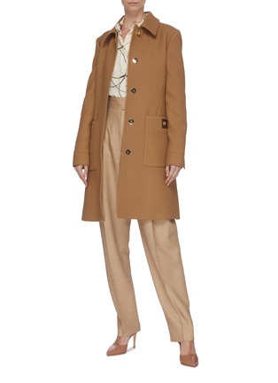 Figure View - Click To Enlarge - BURBERRY - Leather patch wool coat