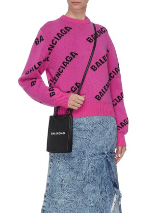 Figure View - Click To Enlarge - BALENCIAGA - Shopping leather phone holder