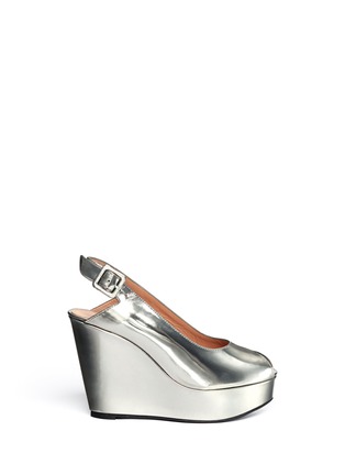 Main View - Click To Enlarge - CLERGERIE - Bustyma metallic leather sling-back wedges