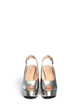 Figure View - Click To Enlarge - CLERGERIE - Bustyma metallic leather sling-back wedges