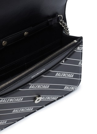 Detail View - Click To Enlarge - BALENCIAGA - Logo plate monogram chained leather wallet