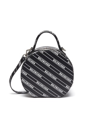 Main View - Click To Enlarge - BALENCIAGA - 'Vanity XS' diagonal logo print round leather bag