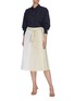 Figure View - Click To Enlarge - BARENA - 'Arpa' Collaged Pinstripe A-line Midi Skirt
