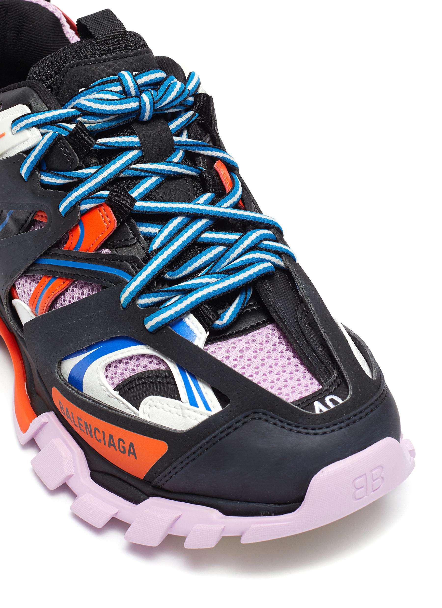 Balenciaga Black, Pink & Orange Track Sneakers | ModeSens