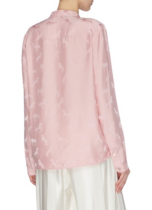 Back View - Click To Enlarge - STELLA MCCARTNEY - Half-button placket horse jacquard silk blouse