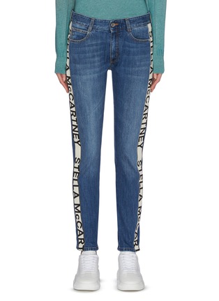 Main View - Click To Enlarge - STELLA MCCARTNEY - Logo stripe outseam boyfriend jeans