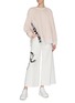 Figure View - Click To Enlarge - STELLA MCCARTNEY - Horse embroidered wide leg denim pants