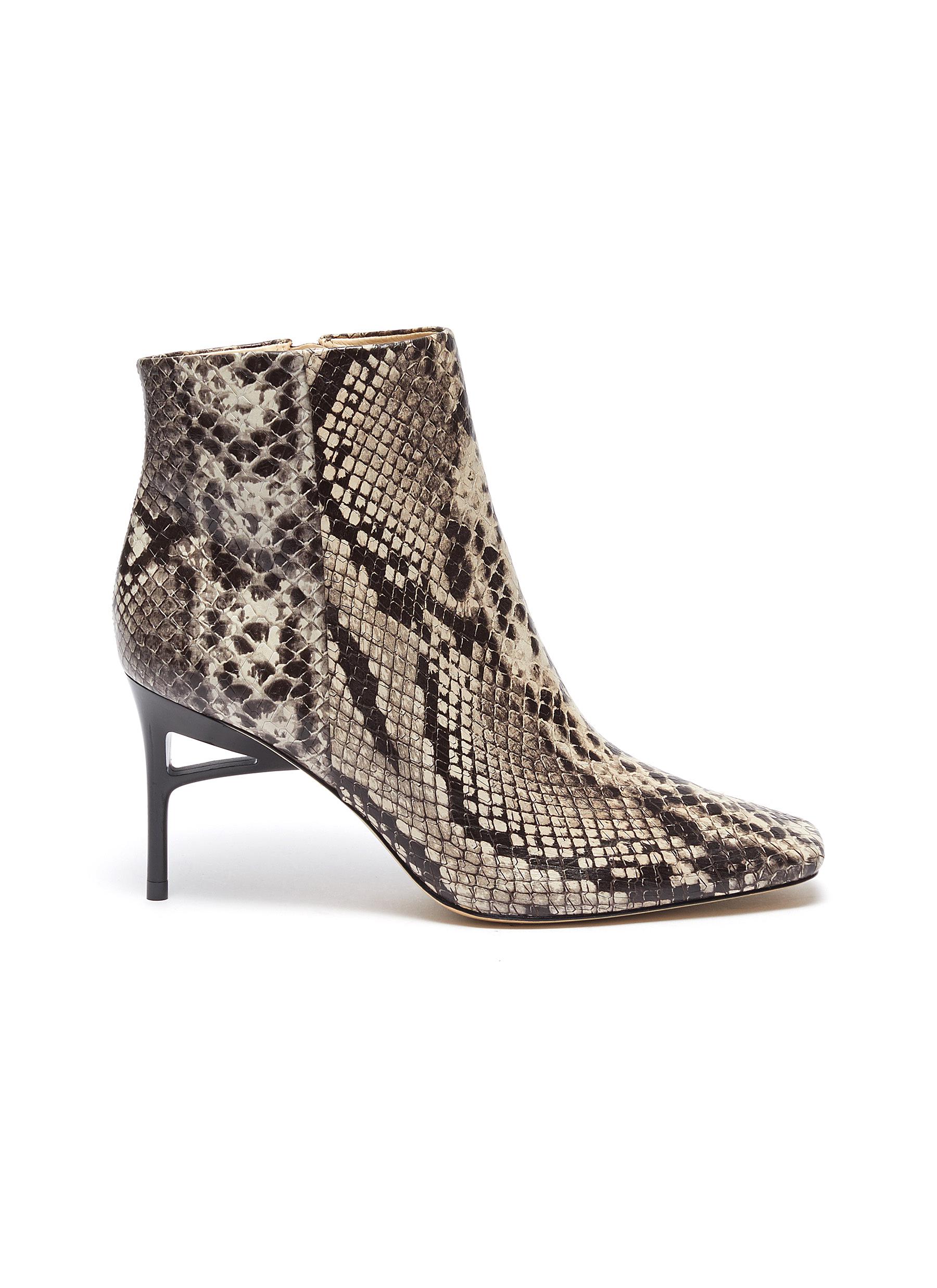 Cult Gaia Arezoo Square-toe Snakeskin-embossed Leather Ankle Boots In ...