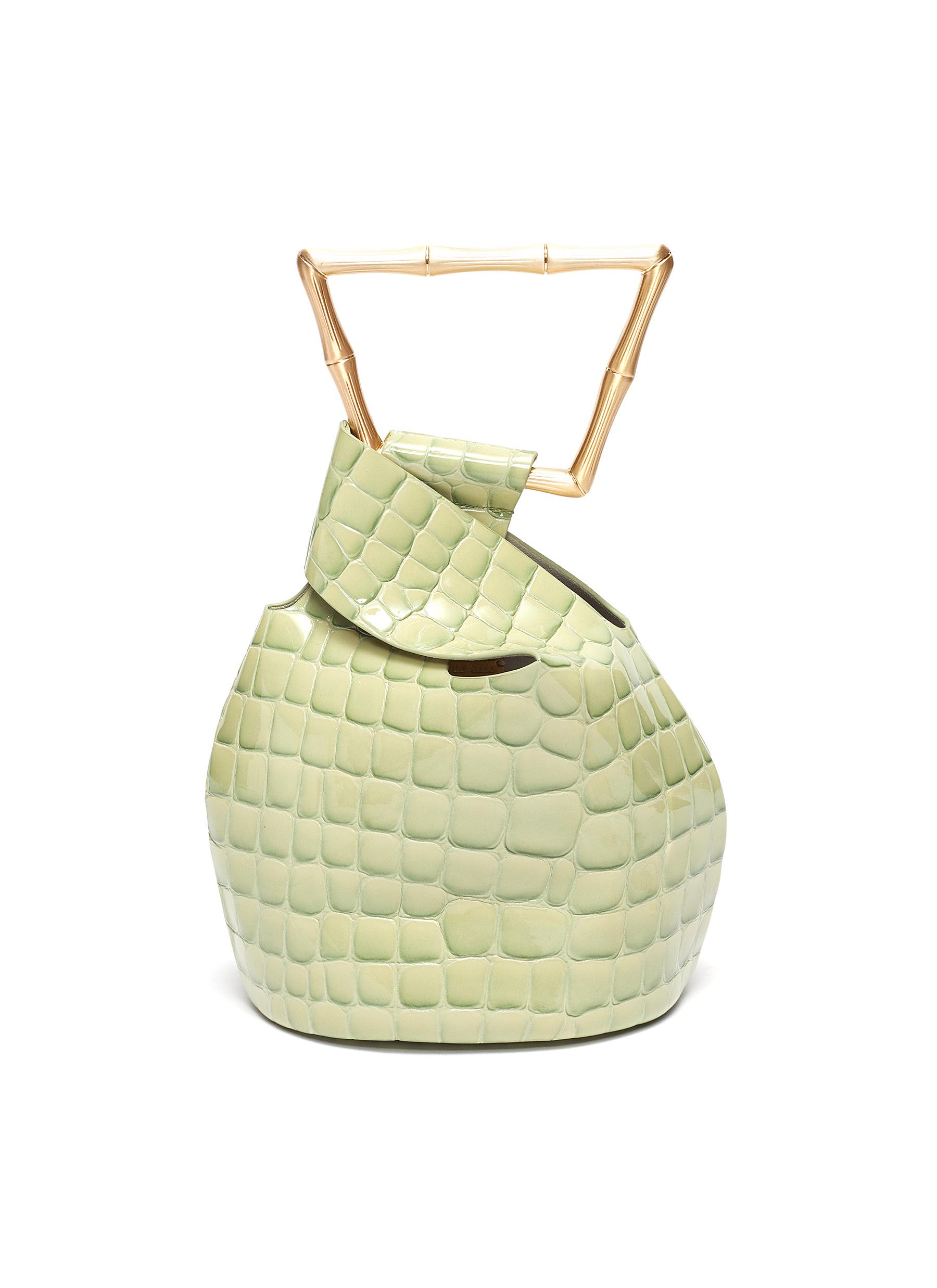 CULT GAIA 'MINI ASTRAEA' CROC EMBOSSED LEATHER BUCKET BAG