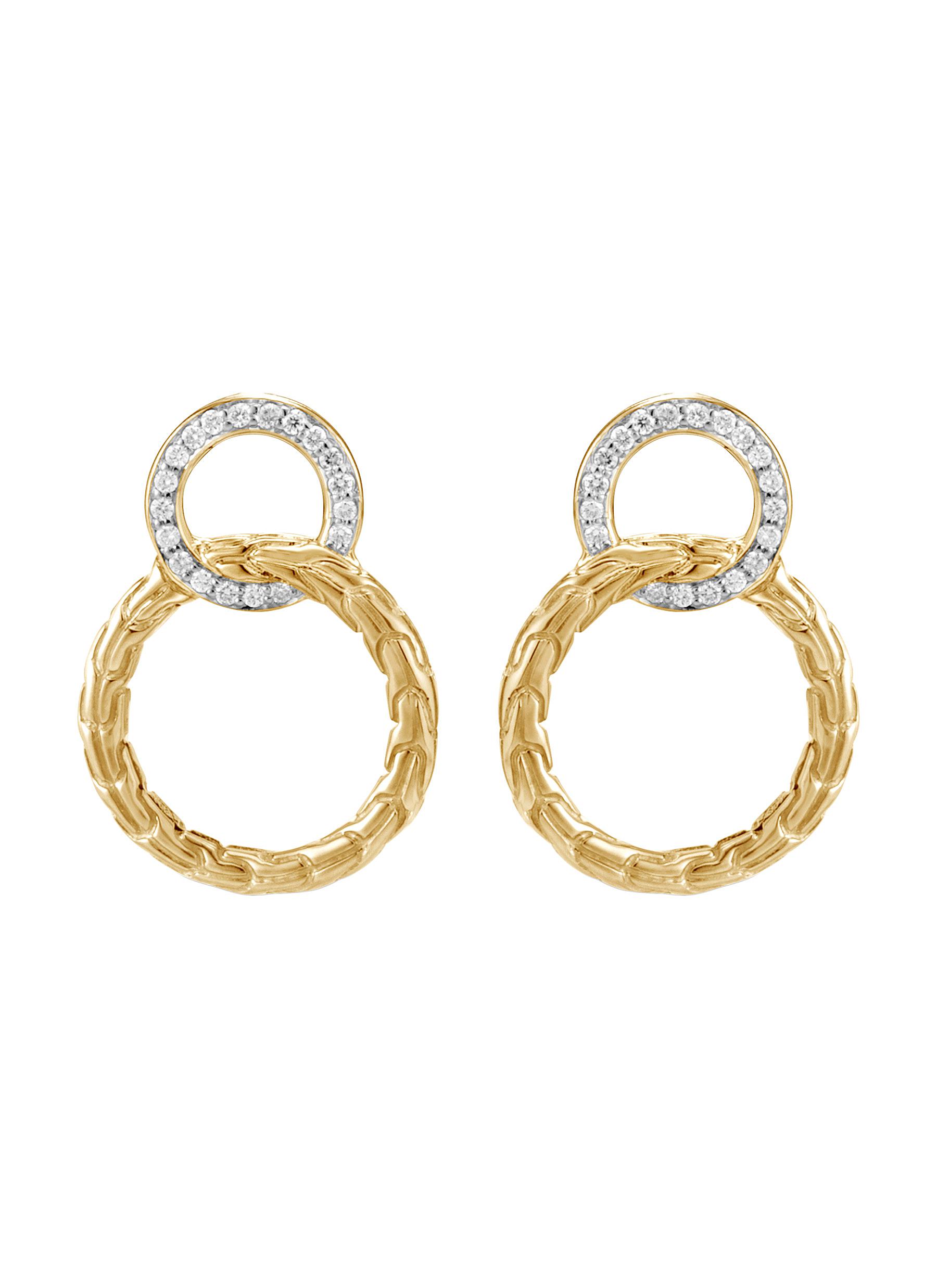 John Hardy 'classic Chain' Diamond 18k Gold Interlinking Earrings