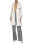 Figure View - Click To Enlarge - COMME MOI - Leather seam belted trench coat