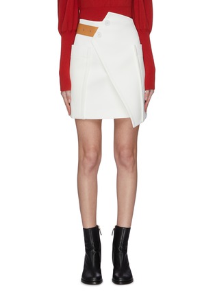 Main View - Click To Enlarge - COMME MOI - Contrast belt asymmetric panel skirt