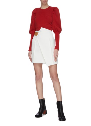 Figure View - Click To Enlarge - COMME MOI - Contrast belt asymmetric panel skirt