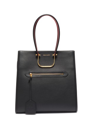 Main View - Click To Enlarge - ALEXANDER MCQUEEN - Colourblock top handle large leather tote bag