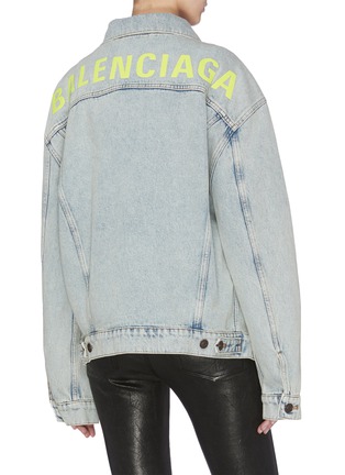 Back View - Click To Enlarge - BALENCIAGA - Neon logo print denim jacket