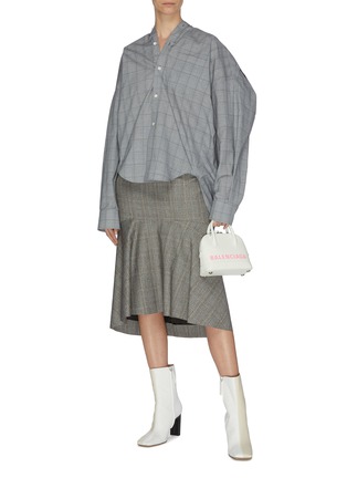 Figure View - Click To Enlarge - BALENCIAGA - 'Godet' check ruffle skirt