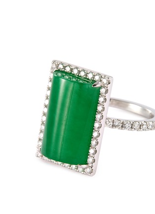 Detail View - Click To Enlarge - SAMUEL KUNG - x Thierry Chow diamond jade 18k white gold ring