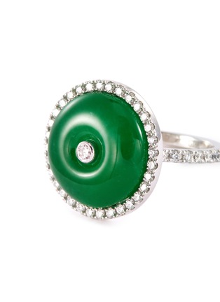 Detail View - Click To Enlarge - SAMUEL KUNG - x Thierry Chow diamond jade 18k white gold ring