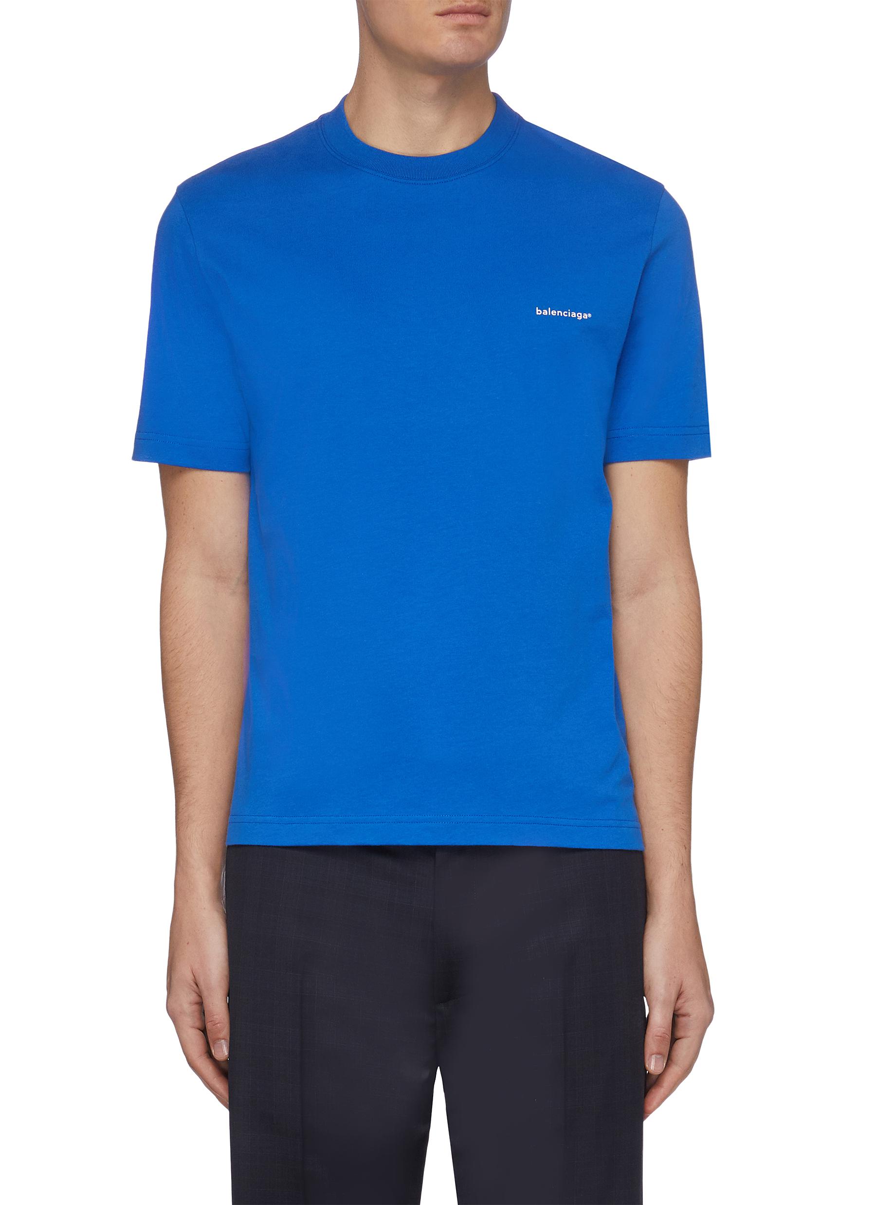 Balenciaga 'copyright' Logo Embroidered T-shirt In Blue | ModeSens