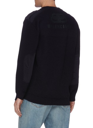 Back View - Click To Enlarge - BALENCIAGA - Nylon patch wool knit sweater