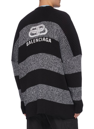 Back View - Click To Enlarge - BALENCIAGA - Colourblock stripe oversized cardigan
