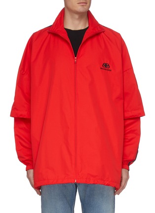 Main View - Click To Enlarge - BALENCIAGA - Double sleeve stripe outseam logo patch track jacket