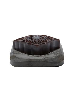Main View - Click To Enlarge - SENTEURS D'ORIENT - Graphite Marble Soap Plate with Amber Ma'amoul Soap 450g