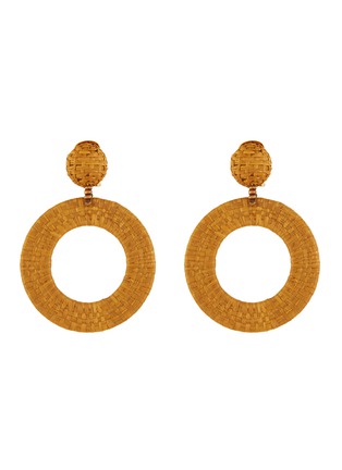 Main View - Click To Enlarge - OSCAR DE LA RENTA - Woven raffia hoop earrings