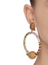 Figure View - Click To Enlarge - OSCAR DE LA RENTA - Wrapped fabric wooden bead hoop earrings