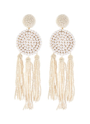 Main View - Click To Enlarge - OSCAR DE LA RENTA - Pearl embellished tassel drop earrings