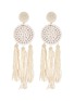 Main View - Click To Enlarge - OSCAR DE LA RENTA - Pearl embellished tassel drop earrings