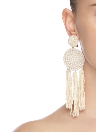 Figure View - Click To Enlarge - OSCAR DE LA RENTA - Pearl embellished tassel drop earrings