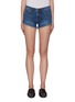 Main View - Click To Enlarge - L'AGENCE - 'Zoe' perfect fit frayed braided hem denim shorts
