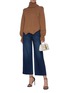 Figure View - Click To Enlarge - L'AGENCE - 'Danica' dark wash whiskering wide leg jeans