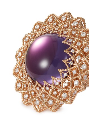 Detail View - Click To Enlarge - ROBERTO COIN - 'Roman Barocco' diamond amethyst 18k rose gold ring